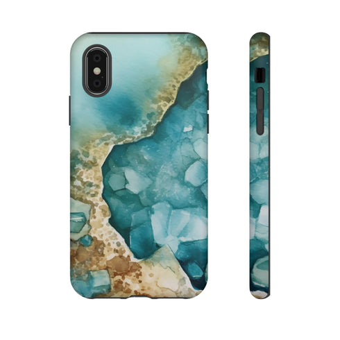 Aquamarine inspired Geode in Watercolor - Impact Resistant Phone Case iPhone X Matte